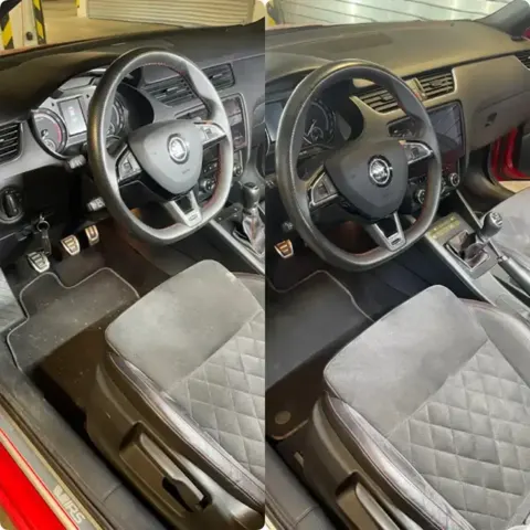 Čistenie interiéru Škoda VRS - pred a po