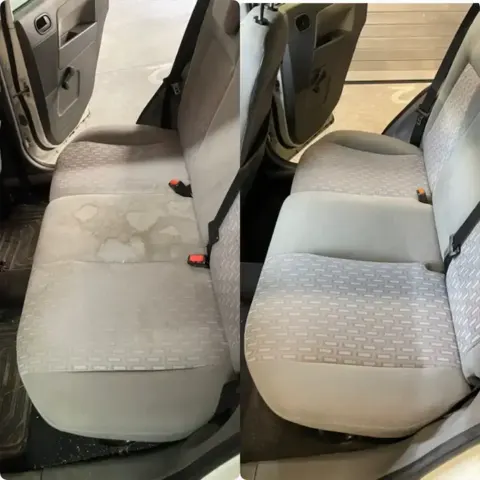 Škvrny na autosedadlách pred a po tepovaní