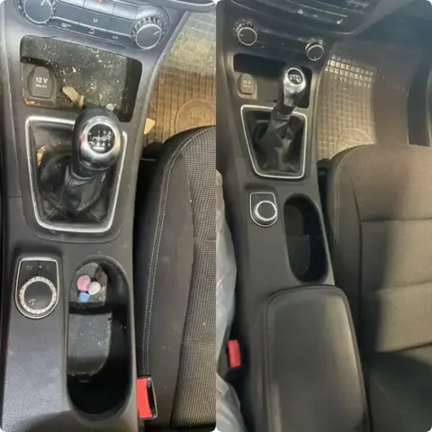 Interiér auta pred a po vyčistení